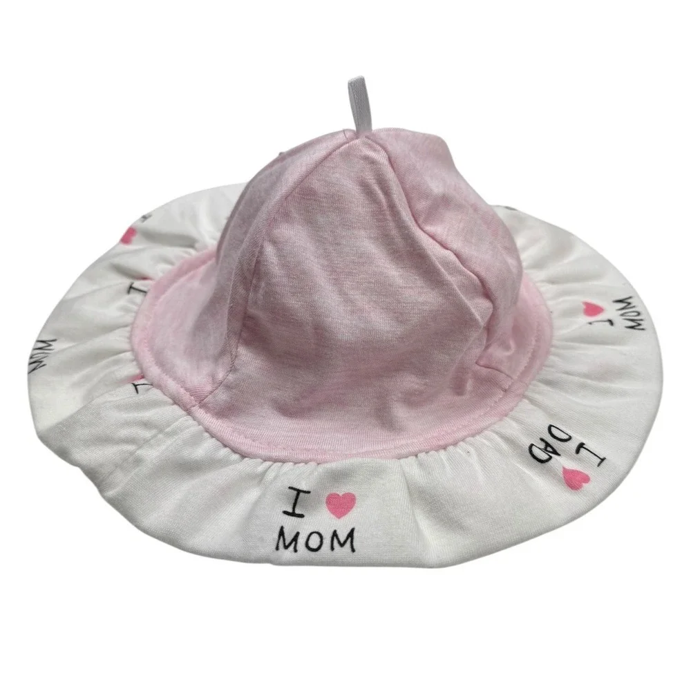 I Love Mom I Love Dad Baby Bucket Hat Sun Hat Kids Cotton Blend‎ Pink White 294